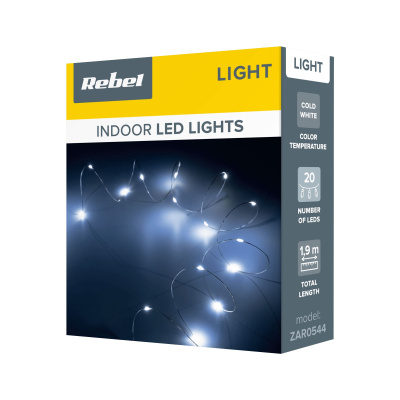 Dekoratívna reťaz 20 mini LED, studená biela REBEL
