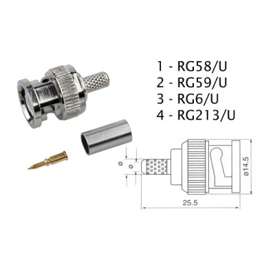 Konektor BNC RG58 lisovací
