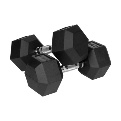 Liatinové pogumované činky HEX 2x12.5 kg REBEL ACTIVE