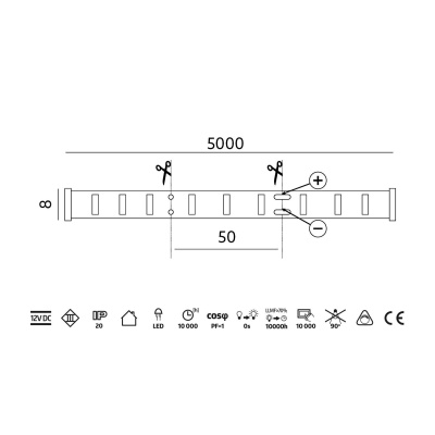 LED pás 300x2835LED, zelený, IP20, TRAMO 24W/5m