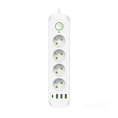 Predlžovací kábel 4x230V s 3xUSB A a 1xUSB C biely 1,5m
