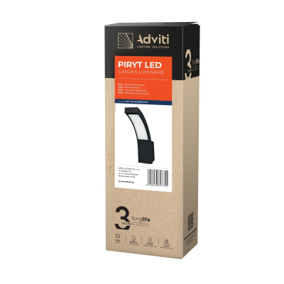 LED svietidlo PIRYT, 10W, 800lm, IP54, 4000K, čierne