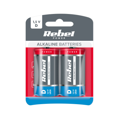 Batéria REBEL alkalická LR20 blister (2ks)