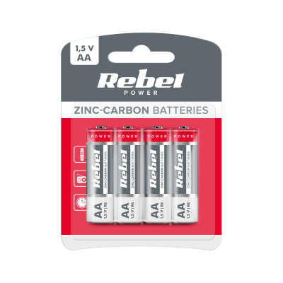 Batéria REBEL AA 1,5V R6 (4ks) zinko-uhliková
