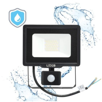 LED Reflektor 30W s detektorom pohybu 4000K čierny