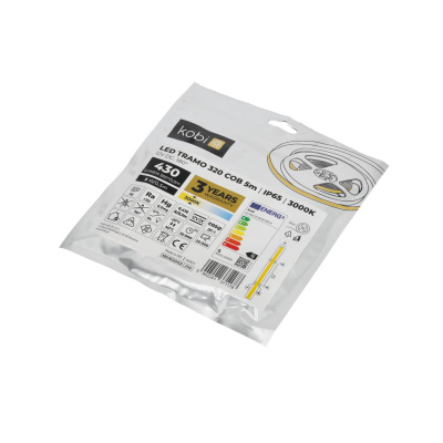 LED pás COB 3000K IP65 5m 12V 320 LED TRAMO