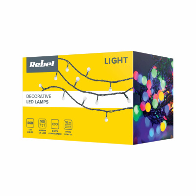 Vianočná LED reťaz farebná IP44 10m 8 režimov REBEL