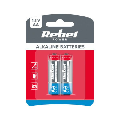 Batéria REBEL alkalická AA 1,5V LR06 (2ks)