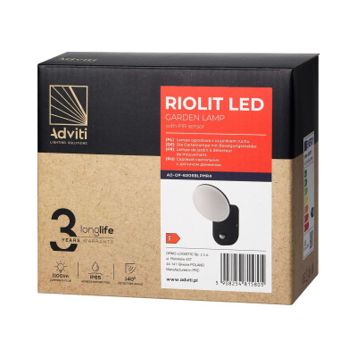 LED svietidlo RIOLIT 15W, senzor pohybu, IP65, čierne