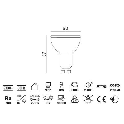 Žiarovka LED 1W  GU10  3000K