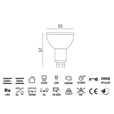 Žiarovka LED 1W  GU10  4000K