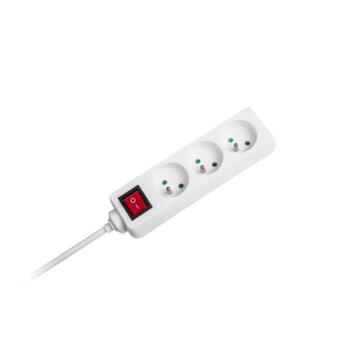 Predlžovací kábel s vypínačom 3 zásuvky, 5m, biely (3x1,5 mm)