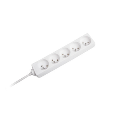 Predlžovací kábel 5 zásuviek, 3m, biely (3x1,5 mm) REBEL