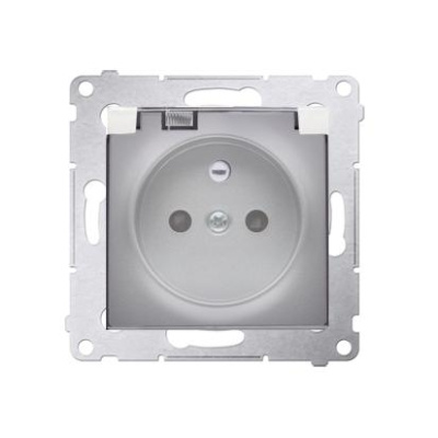 Zásuvka 250 V Simon 54 premium IP44 s clonkami strieborná/transp