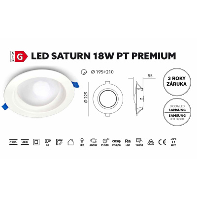 Svietidlo LED SATURN 18W 4000K PREMIUM