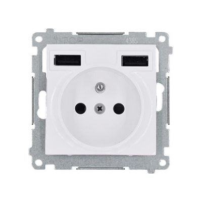 Zásuvka 250 V Simon 54 premium s USB nabíjačkou 2,1A/16A biela
