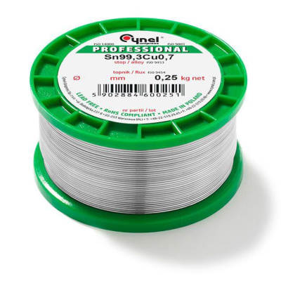 Cín 2,5mm/250g  CYNEL Sn99,3Cu0,7 bezolovnatý