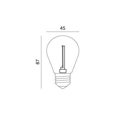 Žiarovka LED E27 ST45 1W, 2700K, 230V, LED filament, globo