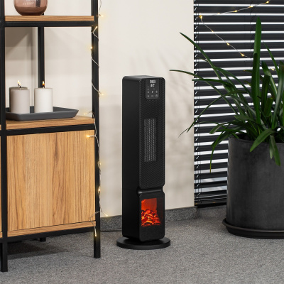 Stĺpový elektrický ohrievač PTC s imitáciou krbu TEESA 800/2000W