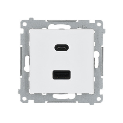 Zásuvka USB + USB-C dvojitá Quick Charge 30W Simon 54 biela