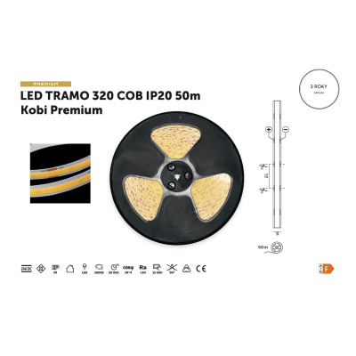 LED pás COB 3000K 24V 50m  IP20 TRAMO Kobi