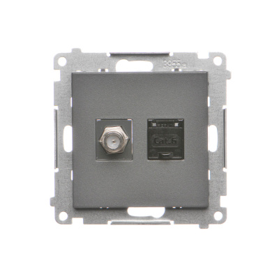 Zásuvka SAT "F" + RJ45 kat.6 Simon 55 modul grafit matný