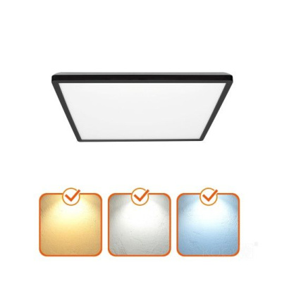 Stropné LED svietidlo NIVERA SQUARE 12W 3CCT IP54 senzor čierne