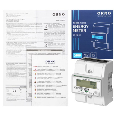 Elektromer OR-WE-531 3-fázový, LCD, MID, 80A, DIN ORNO