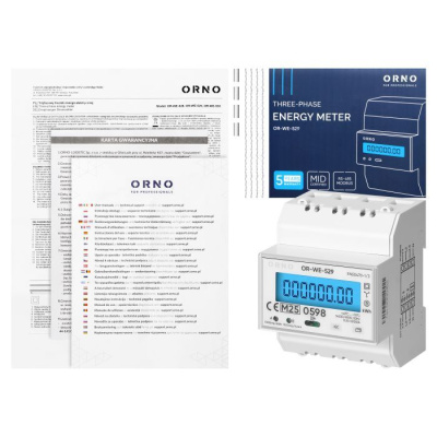 Elektromer OR-WE-529 3-fázový, LCD, MID, 100A, DIN, RS-485 port