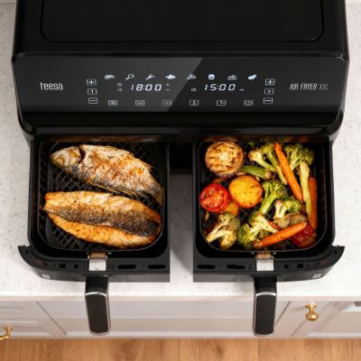 Teplovzdušná fritéza TEESA AIR FRYER DUAL POT XXL 8L 2700W