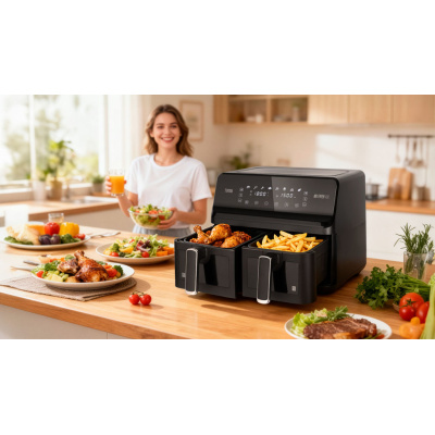 Teplovzdušná fritéza TEESA AIR FRYER DUAL POT XXL 8L 2700W