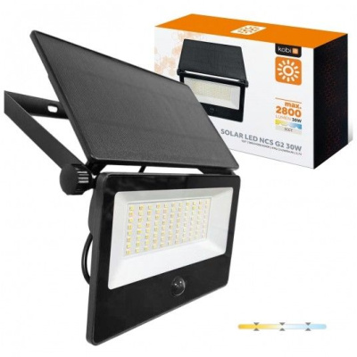 Solárny LED reflektor, 30W, 4000K. detektor pohybu, 3CCT, IP54