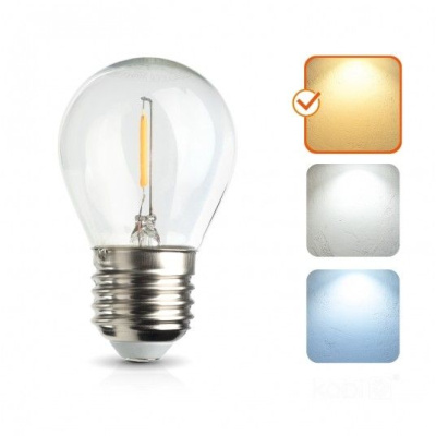 Žiarovka LED 1,3W / E27 / 2700K / 230V / LED filament, globo