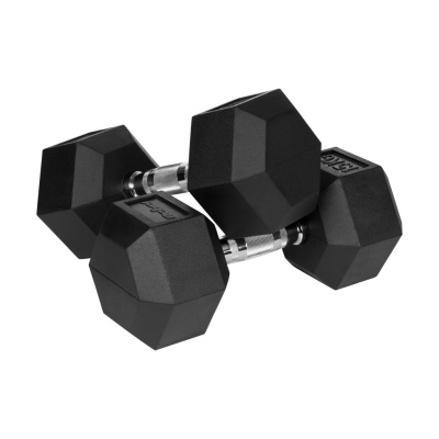 Liatinové jednoručky HEX 2x15 kg | Pogumovaný set na cvičenie