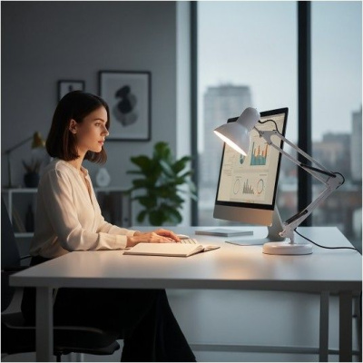Stolná lampa AURIQ 1xE27 biela