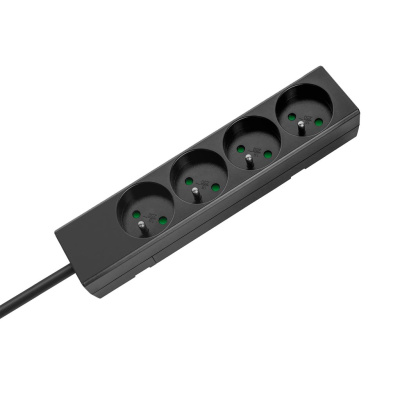 Predlžovací kábel 4 zásuvky, 3m, čierny (3x1,5 mm2) REBEL