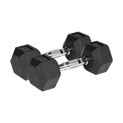 Liatinové pogumované činky HEX 2x5 kg REBEL ACTIVE