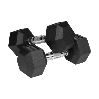 Liatinové pogumované činky HEX 2x7.5 kg REBEL ACTIVE