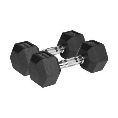 Liatinové pogumované činky HEX 2x9 kg REBEL ACTIVE