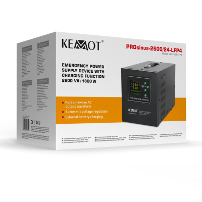 Núdzový zdroj napájania KEMOT PROsinus-2600/24-LFP4 menič s čist