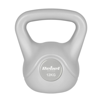 Kettlebell bitúmenový 12 kg sivý REBEL ACTIVE