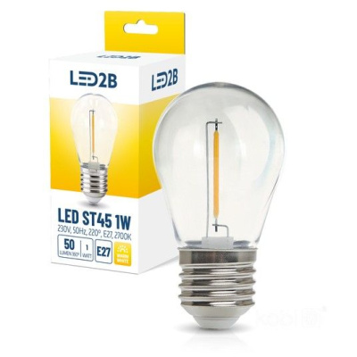 Žiarovka LED E27 ST45 1W, 2700K, 230V, LED filament, globo
