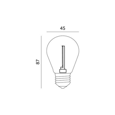 Žiarovka LED E27 ST45 1W, 2700K, 230V, LED filament, globo
