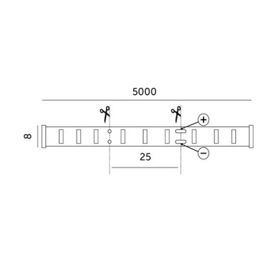 LED pás COB 3000K IP65 5m 12V 320 LED TRAMO