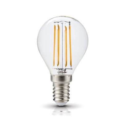 Žiarovka LED 4W, E14, 3000K, 230V, LED filament, globo