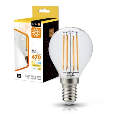 Žiarovka LED 4W, E14, 3000K, 230V, LED filament, globo