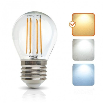 Žiarovka LED 4W, E27, 3000K, 230V, LED filament, globo