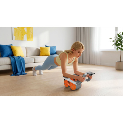 Posilňovacie koliesko AB Wheel AB-3 na brucho, sivo - oranžovvé