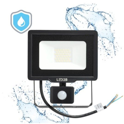 LED Reflektor 30W s detektorom pohybu 6000K čierny